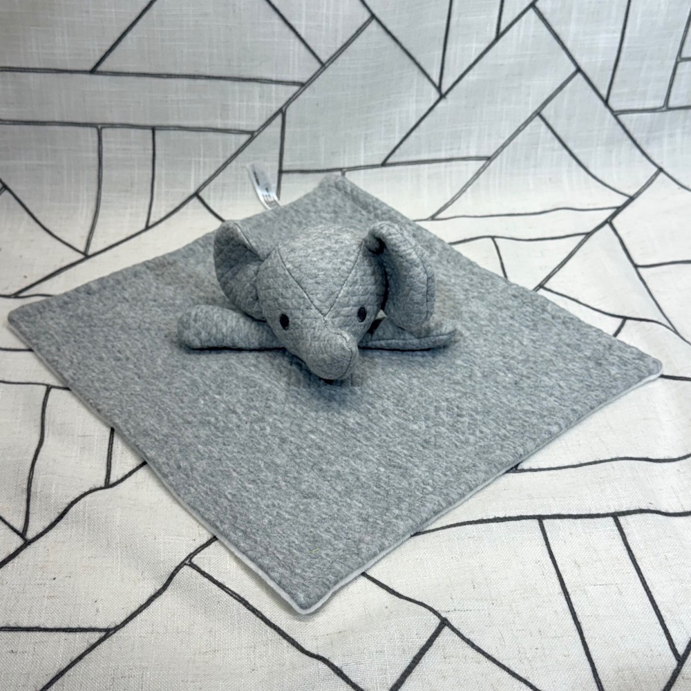 Dreamgro Elephant Security Blanket Lovey 12x12 Gray Quilted Jersey Plush Toy
